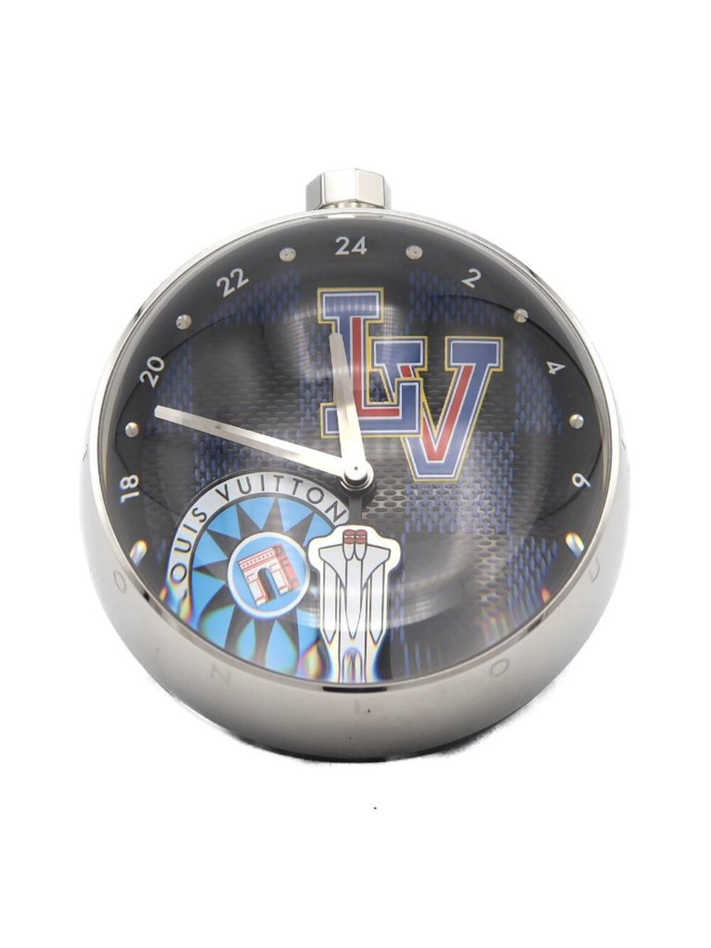 Louis Vuitton Tambour Table Clock GMT SS Quartz Watch
